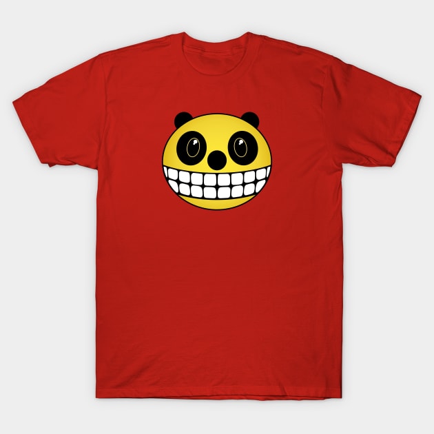 Yellow Panda Smiley Face T-Shirt by RawSunArt